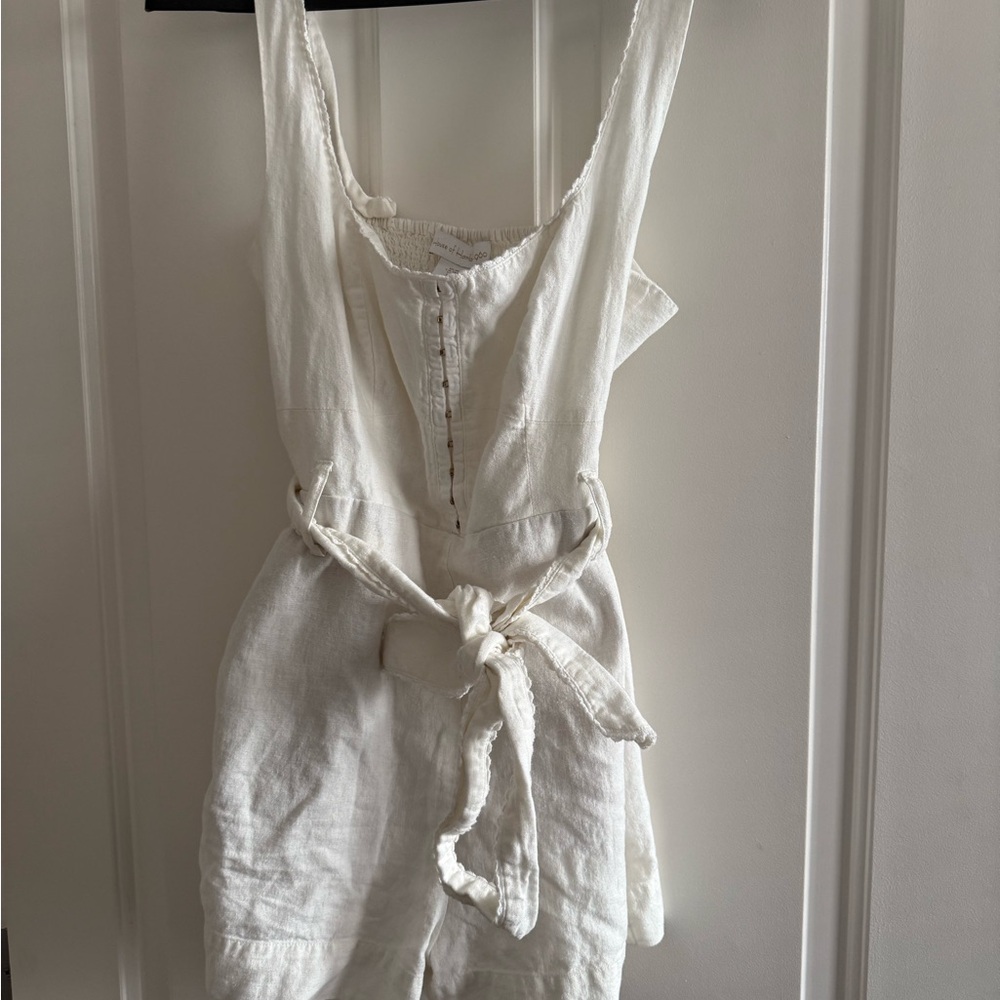 House of Harlow 1960 White Linen Romper with Tie Waist sz Medium